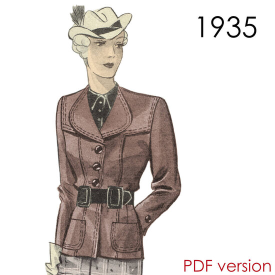 1935 Jacket. Bust 96 cm (37.8"). PDF pattern